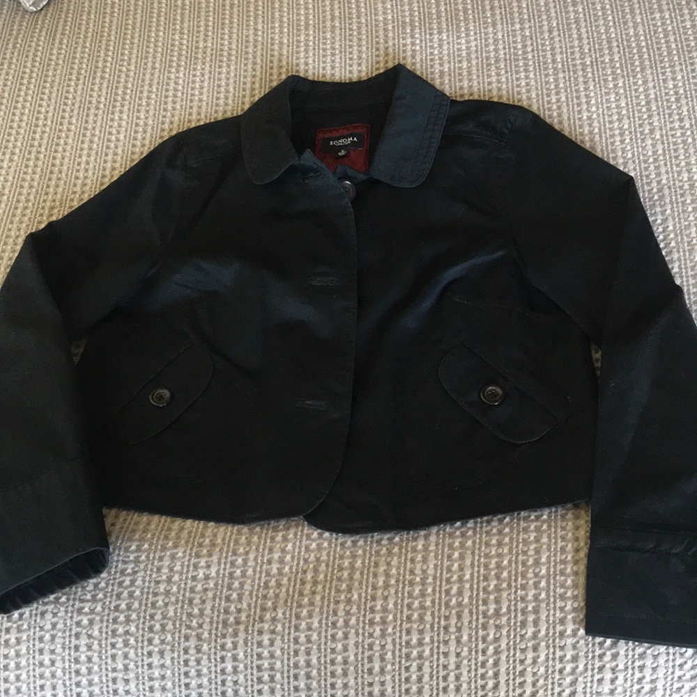 Sonoma navy blue crop jacket, size M